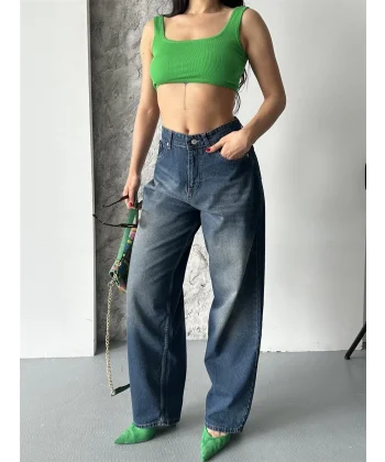 Baggy süper taş bıyık yıkama kahve tint jeans pantolon d2007