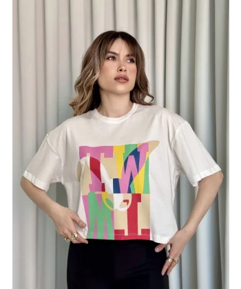 Baskılı crop tişört