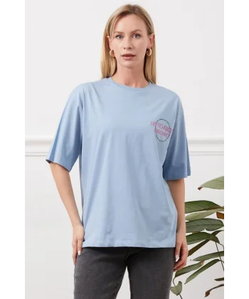 Baskılı tişört mavi