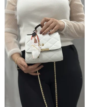 Beyaz cilt zoje çanta