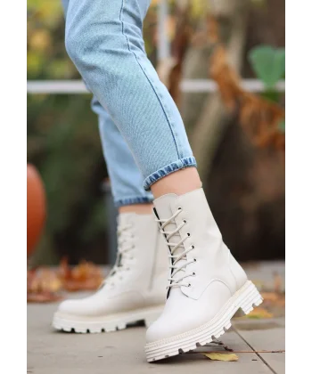 Bria Bej Cilt Bağcıklı Bot