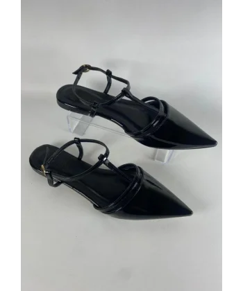 Canca Siyah Rugan Babet Ayakkabı