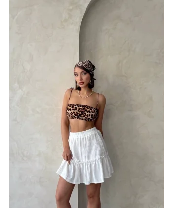 Çingene keten etek beyaz s24808