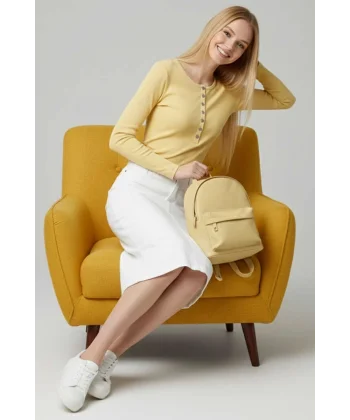 Çıtçıt Detaylı Bluz Sarı T4343