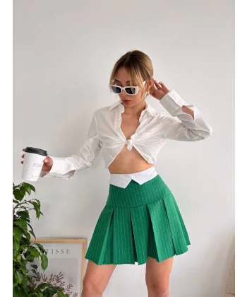 Çizgili Pileli etek s24-1013