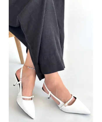 Darina Beyaz Cilt Topuklu Ayakkabı