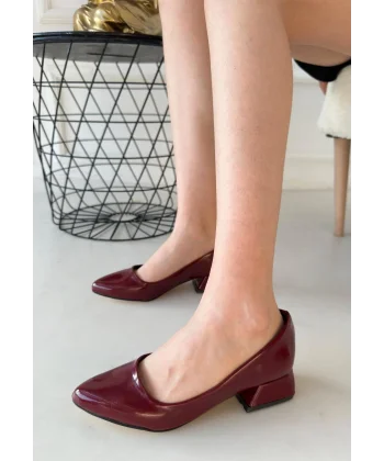 Desniy Bordo Rugan Topuklu Ayakkabı