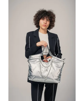 Enya Gri Cilt Omuz Çantası