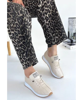 Fiert Bej Cilt Bağcıklı Spor Ayakkabı