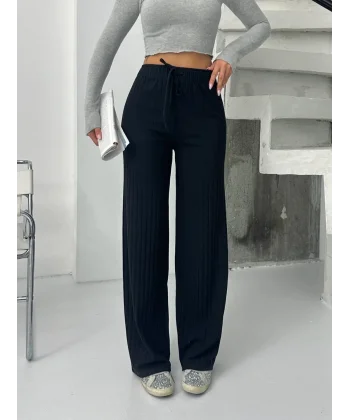 Fitilli şardonlu pantolon siyah a4058