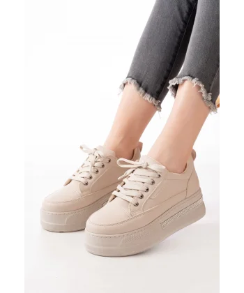 FLN-1999 Nut Bağcıklı Taban Taş Aksesuarlı Günlük Spor Ayakkabı