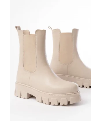 FZ-299 Bej Yüksek Tabanlı Lastikli Günlük Kadın Bot