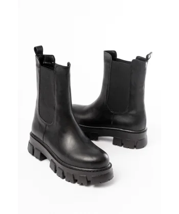 FZ-299 Siyah Yüksek Tabanlı Lastikli Günlük Kadın Bot