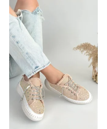 Guji Bej Kot Bağcıklı Spor Ayakkabı