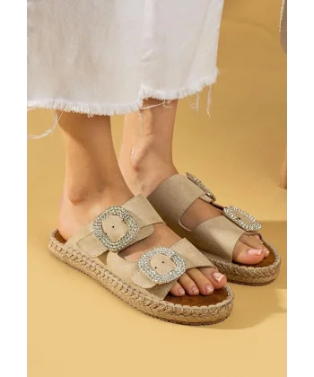 Hertas Bej Nubuk Tokalı Terlik