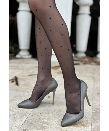 Hillar Platin Saten Stiletto Ayakkabı