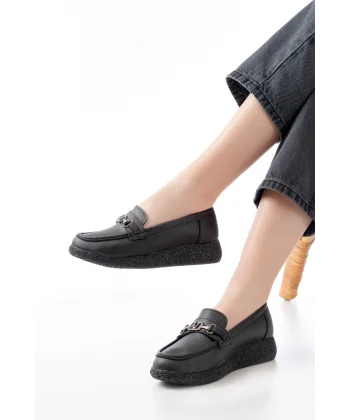 İNF-150-01 Siyah Taş Aksesuarlı Günlük Kadın Ayakkabı