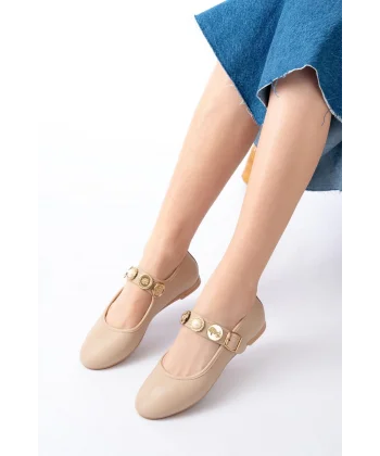 İNF-6363  Nut Baret Tokalı Günlük Bayan Ayakkabı