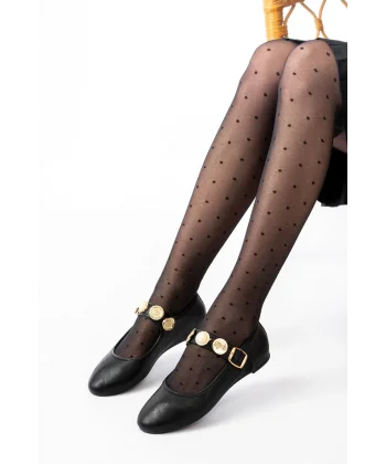 İNF-6363 Siyah Baret Tokalı Günlük Bayan Ayakkabı