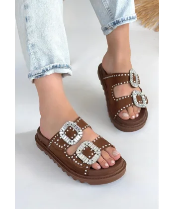 Juana Taba  Nubuk  Taşlı Terlik