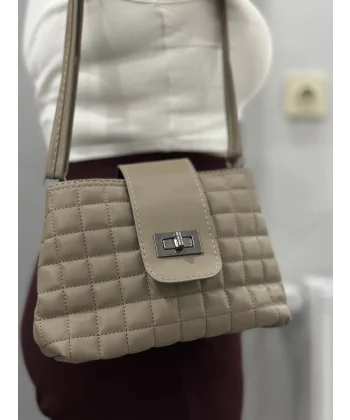 Kapaklı kapitone vizon cilt çanta