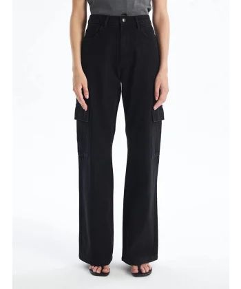 Kargo cep jeans pantolon siyah