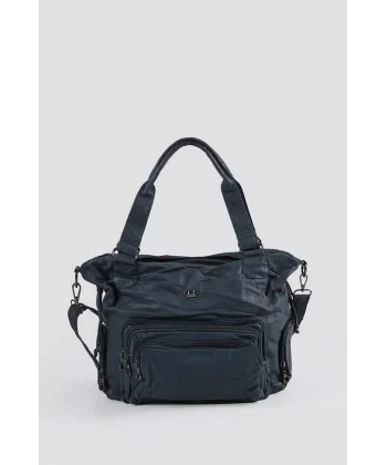 Katti Mavi Cilt Omuz Çantası