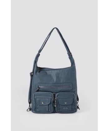 Kinya Mavi Cilt Omuz Çantası