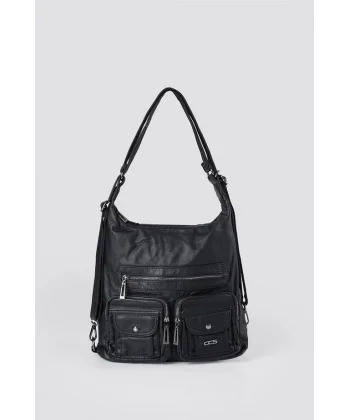 Kinya Siyah Cilt Omuz Çantası