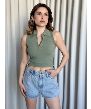 Kısa fermuarlı crop