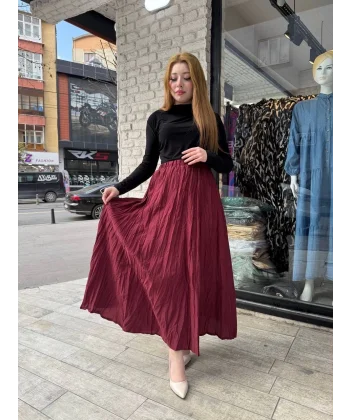 Kraş etek bordo