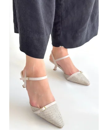 Lanna Bej Cilt Topuklu Ayakkabı