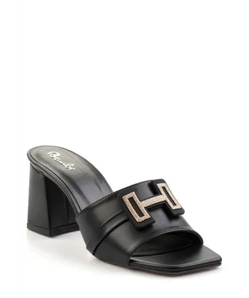 Leyya Siyah Cilt Topuklu Ayakkabı