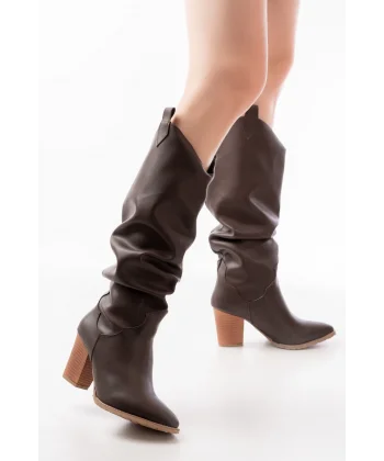 LS-1884 Kahverengi Günlük Kadın Çizme