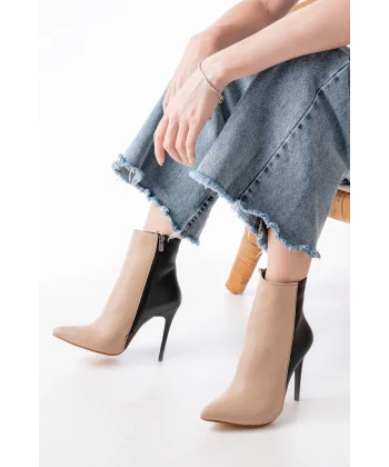 LS-216 Nut Yüksek İnce Topuklu Fermuarlı Kadın Bot