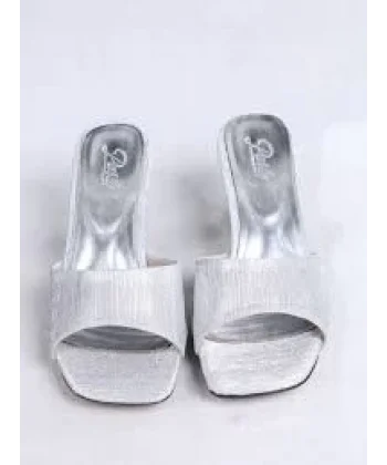 Luart Gümüş Simli Topuklu Terlik