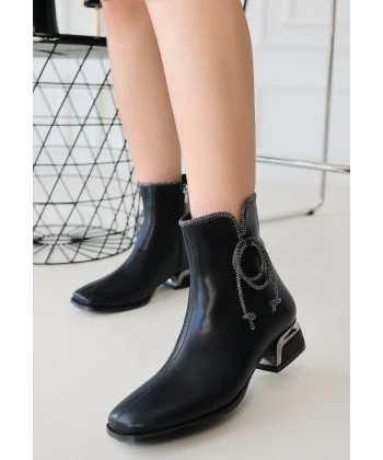 Melina Siyah Cilt Topuklu Bot