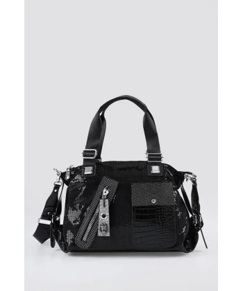 Merli Siyah Cilt Omuz Çantası