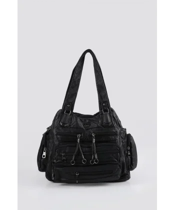 Miver Siyah Cilt Omuz Çantası