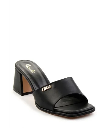 Miyon Siyah Cilt Topuklu Terlik