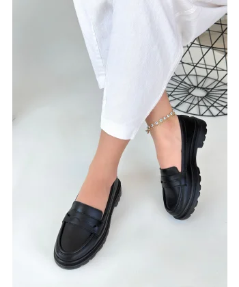 Narli Siyah Cilt Oxford Ayakkabı