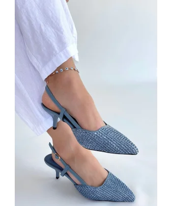 Natti Mavi Cilt Topuklu Ayakkabı