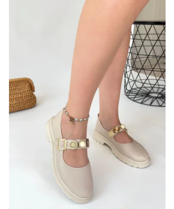 Okira Bej Cilt Oxford Ayakkabı