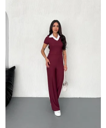 Ottoman kumaş beyaz gömlek yaka takım s4142