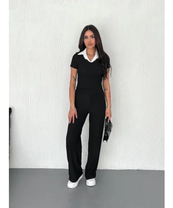 Ottoman kumaş beyaz gömlek yaka takım s4142