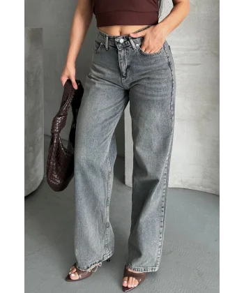 Palazzo bıyık kar yıkama buz mavi jeans pantolon d2008