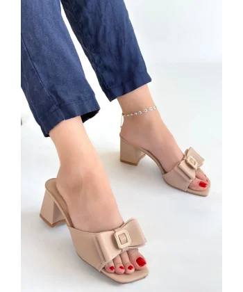 Pier Nude Cilt Topuklu Terlik