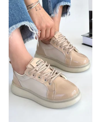 Piona Bej Rugan Bağcıklı Spor Ayakkabı