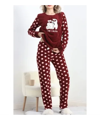 Polatlı alt üst pontiyeli pijama takımı bordo