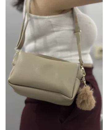 Ponpon vizon cilt çanta